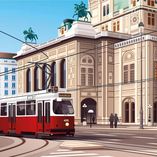 Vista 2 de Viena Austria Travel Poster/Viena/Viena/Viajes/Viena Staatsoper/Viena Póster de Viena/Póster de la ciudad vintage de Viena/Impresión de la ciudad #02