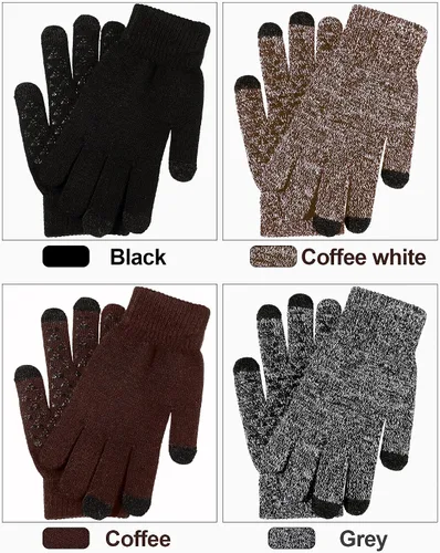 Vista 4 de SATINIOR Guantes de invierno para hombre, 4 pares de guantes cálidos con forro polar para pantalla táctil, guantes térmicos para clima frío