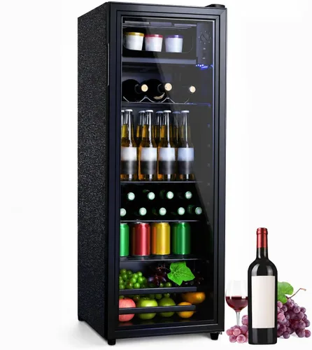 Vista 9 de Anypro Refrigerador y enfriador de bebidas de 2.6 pies cúbicos, refrigerador con puerta de vidrio templado, refrigerador para 126 latas de vino