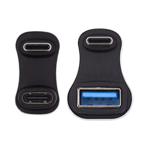 Vista 11 de xiwai USB2.0 Tipo-A a Tipo C USB-C macho a macho Cable de datos de alimentación 480Mbps negro opuesto en forma de U en ángulo trasero