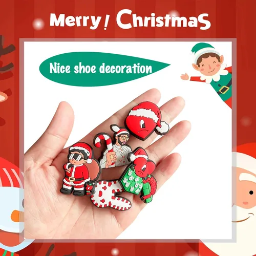 Vista 3 de RONGYUH 12 dijes de zapatos de conejo malo para decoración de sandalias de zueco, dijes de zapatos de Navidad para adultos y niños, regalos