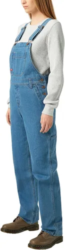 Vista 2 de Dickies, Overol de jean con pechera para mujer Desteñido (Bleach Wash)