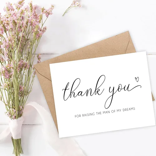 Vista 2 de Tarjeta de felicitación para el día de la boda con texto en inglés "Thank You For Raising The Man Of My Dreams
