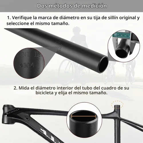 Vista 5 de Tija de sillín de bicicleta TRIWONDER 25.4mm 27.2mm 28.6mm 30.4mm 30.8mm 31.6mm de aluminio de 350mm de longitud poste de sillín de aleación poste