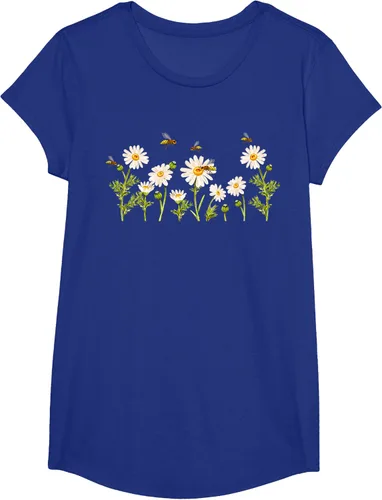 Vista 66 de Marguerites Daisy - Camiseta de verano con margaritas de jardín de flores, Negro, S