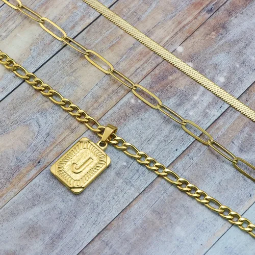 Vista 5 de Collares de oro con inicial de regalo para mujer, chapado en oro de 18 quilates, delicado collar de cadena de eslabones con clip, collares de oro
