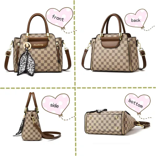 Vista 3 de PHEVOS Bolsos de mano y monedero para mujer, bolso de hombro retro con asa superior