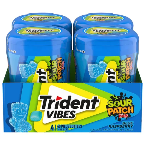 Vista 26 de Trident Vibes SOUR PATCH KIDS Redberry - Goma de mascar sin azúcar, botella de 40 piezas (paquete de 2)