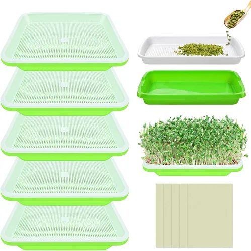 Vista 9 de Legigo Paquete de 2 Bandejas Germinadoras de Semillas con Tapas - Bandeja de Germinación de Cultivo Sin Suelo, Bandejas de Cultivo de Microvegetales