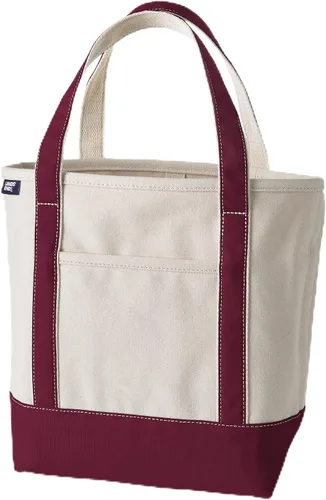Vista 47 de Lands' End Bolso de lona abierto Natural/Azul marino radiante