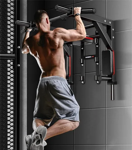 Vista 6 de HAKENO Multifunctional Wall Mounted Pull Up Bar/Chin Up bar,Dip Station for Indoor Home Gym Workout,Power Tower Set Gym Equipment 800LBS