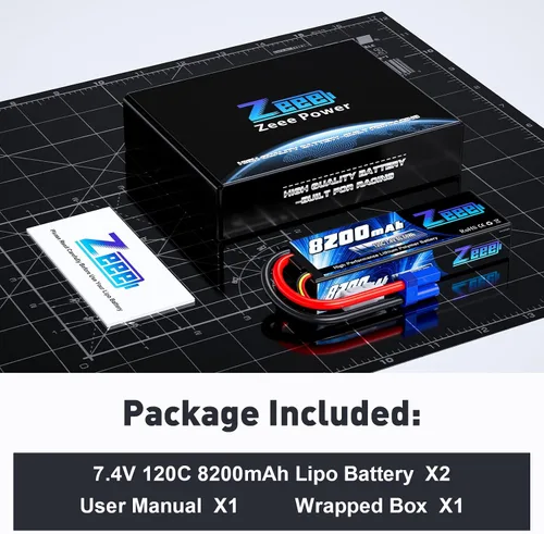 Vista 6 de Zeee 2S Lipo Battery 8200mAh 7.4V 120C Estuche rígido Batería de coche RC con enchufe EC5 para vehículos RC 1/8 1/10 RC Car Truck Truggy RC Boat