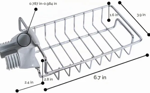 Vista 2 de Organizador de fregadero, soporte de esponja de acero inoxidable para accesorios de cocina (plateado)