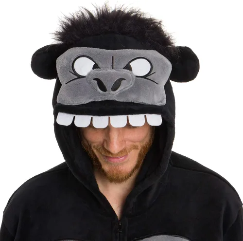 Vista 5 de Silver Lilly Gorilla Costume - Disfraz de animal de felpa de una pieza para adultos