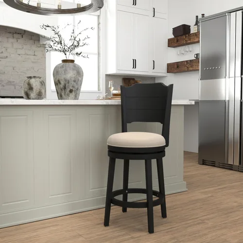 Vista 2 de Hillsdale Clarion - Taburete de Altura Giratoria de Madera para Barra, Negro