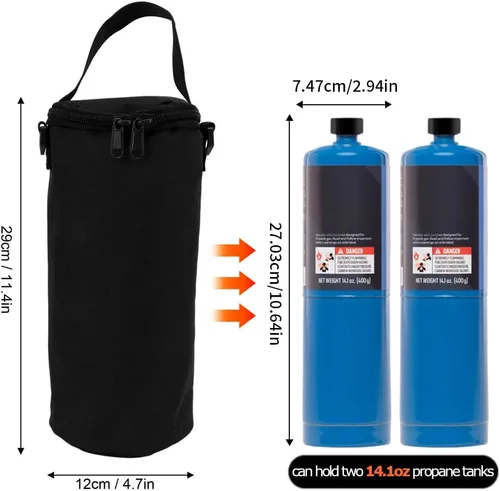 Vista 3 de BORDSTRACT Funda para tanque de propano, bolsa de transporte portátil para tanque de gasolina, pequeña bolsa de cilindro multifuncional con correa