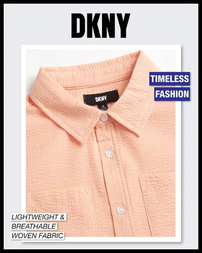 Vista 3 de DKNY Camisa de niño - Camisa de manga corta con botones (talla 8-20)
