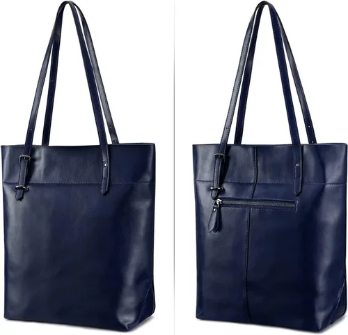 Vista 7 de S-ZONE - Bolso bandolera de cuero auténtico, estilo vintage, gran capacidad, 2.0
