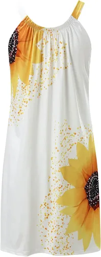 Vista 4 de Oiumov Vestidos de verano para mujer diseño patriótico con bandera americana lindo vestido sin mangas casual bohemio sin mangas