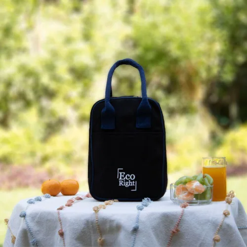 Vista 2 de Eco Right - Bolsa de almuerzo aislada para mujer, lonchera de trabajo para hombres, adultos 2-Negro liso