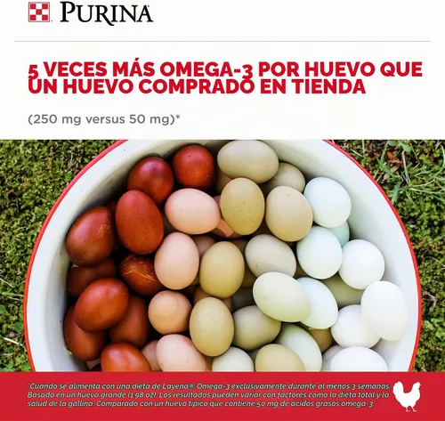 Vista 3 de Purina Layena+ Alimento Nutricionalmente Completo para Gallinas Pondoras Fórmula Omega 3 - Bolsa de 10 libras (10 lb)