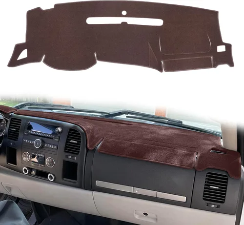 Vista 9 de Cubierta del tablero para GMC Sierra y Chevrolet Silverado - Se adapta a modelos 2007-2013 con dos guanteras. Alfombrilla de tablero de ajuste
