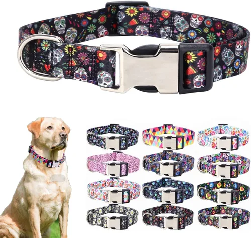 Vista 31 de Collares para perros pequeños, con patrón de impresión 3D, de nailon suave, ajustables, para perros pequeños, medianos, grandes, hembra, niño 1