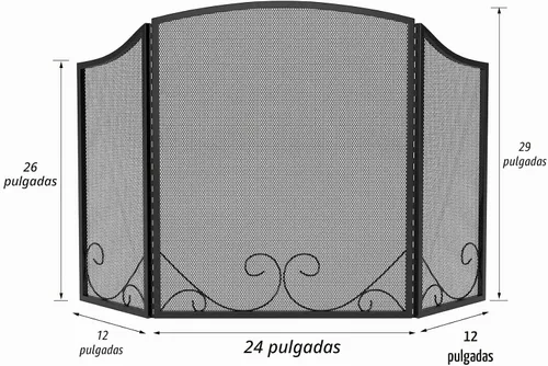 Vista 2 de Lizh Metalwork - Pantalla de chimenea de hierro forjado de 3 paneles, 48 pulgadas de largo x 29 pulgadas de alto, protector de chispas con diseño