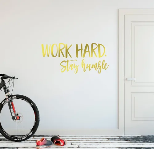 Vista 3 de 24"x10" trabajar duro permanecer humilde Workout éxito lente pensamiento positivo Reto Deportes Fitness ejercicio tren pared calcomanía arte mural