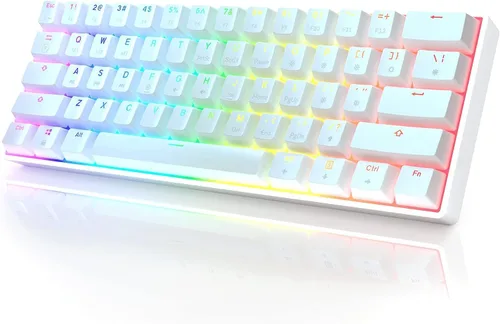 Vista 13 de HK GAMING GK61 - Teclado mecánico para juegos con 61 teclas multicolor RGB retroiluminadas por LED, con cable, programable, para PC/Mac Lavanda