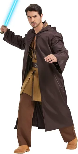 Vista 6 de Anakin - Disfraz de túnica con capucha para adultos, para Halloween, cosplay, uniforme
