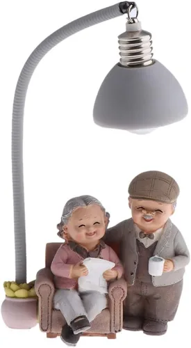 Vista 10 de SGerste - Figura de figura de pareja casada, estatuas para decoración del hogar, jardín, multicolor, beber té (beber té)