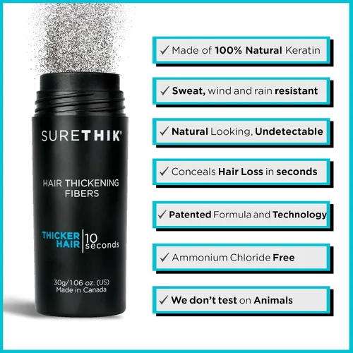 Vista 8 de SureThik Paquete de fibra espesante para el cabello de 0.53 oz (marrón claro) y spray de sujeción (3.4 oz)