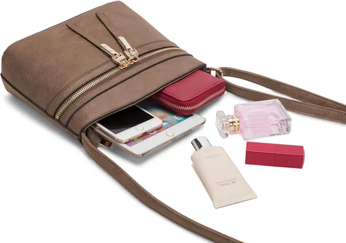 Vista 7 de LA TERRE Bolsos cruzados con bolsillo con cremallera, bolsos cruzados ligeros medianos para mujer