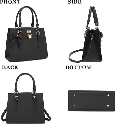 Vista 5 de Qiyuer - Bolsos y carteras para mujer, juego de damas con asa superior, bolso de hombro, bolso de trabajo con cartera de embrague a juego, 2 piezas