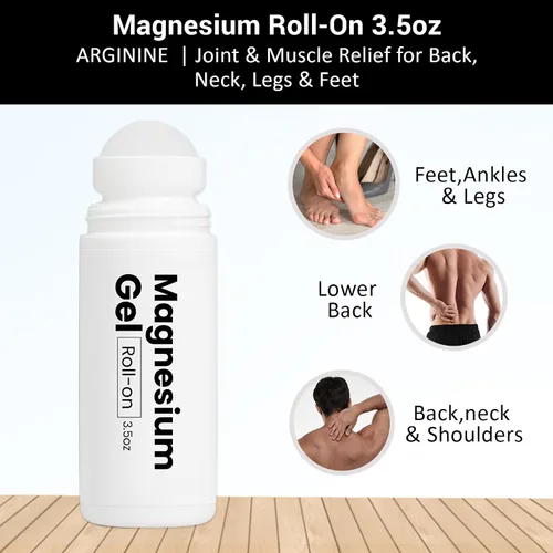 Vista 5 de Magnesio Roll-On 3oz Zechstein Magnesio + Arginina Alivio muscular y articular para espalda, cuello, piernas y pies Mejora el ciclo del sueño