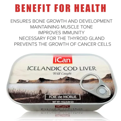Vista 4 de Ican Producto islandés de hígado de bacalao silvestre de Islandia 4.06oz