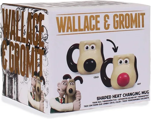 Vista 3 de Half Moon Bay - Taza de cerámica con licencia oficial de Wallace y Gromit Gromit Gromit que cambia el calor, taza de café de 16.2 onzas