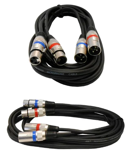 Vista 3 de Audio2000'S ADC203G2 - Paquete de dos cables de audio equilibrados XLR macho a XLR hembra equilibrados de audio/parche/grabación/escenario