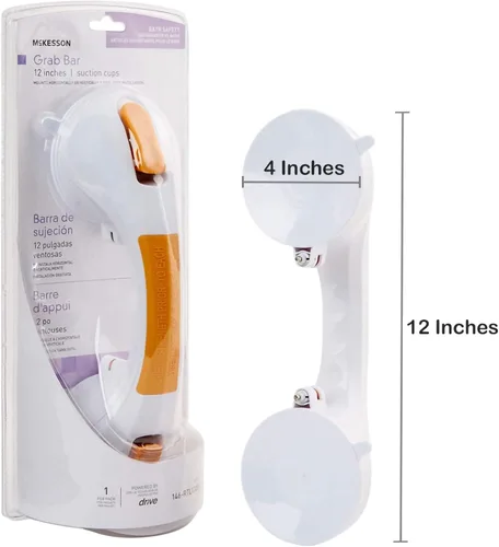 Vista 4 de McKesson Barra de agarre para baño y ducha, plástico, blanco, amarillo, 12 pulgadas, 1 unidad