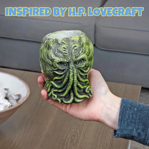 Vista 5 de Maceta de Cthulhu de Toy Vault (5 pulgadas); Maceta mini de resina de monstruos inspirada en H.P. Lovecraft