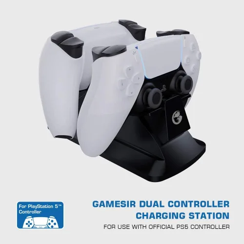 Vista 2 de GameSir Estación de carga de doble controlador con indicador LED Cable de carga rápida para controlador de juegos PS5