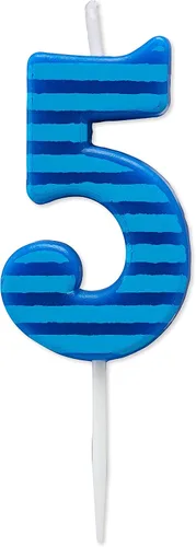 Vista 12 de Papyrus Vela de cumpleaños número 0, rayas azules (1 unidad)