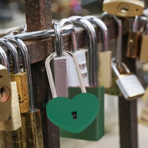 Vista 6 de 2 candados de goma con forma de corazón, cerradura en forma de corazón con llave para el día de San Valentín, puente, boda, aniversario, viajes