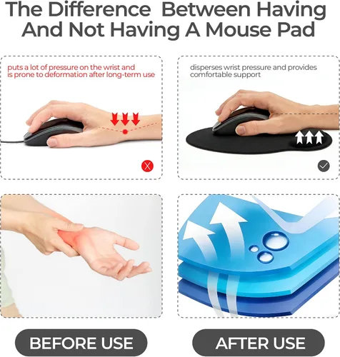 Vista 4 de Alfombrilla de mouse ergonómica con reposamuñecas, accesorios de escritorio de espuma viscoelástica para mujeres, alfombrilla de mouse
