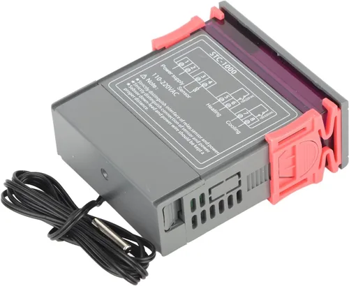 Vista 2 de Jeffergarden STC 1000 - Controlador digital de temperatura, termostato conmutable Celsius Fahrenheit con sensor de 3.3 ft, para acuario, terrario