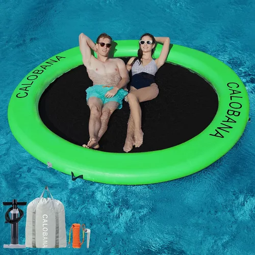 Vista 19 de CALOBANA Anillo Flotante Redondo Inflable Hamaca de Agua Flotadores de Río de Alta Resistencia Flotadores de Lago para Adultos Plataforma de Isla