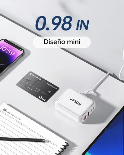 Vista 4 de Cargador USB C de 8 puertos, estación de carga rápida para múltiples dispositivos, concentrador de carga USB multipuerto para iPhone, Samsung