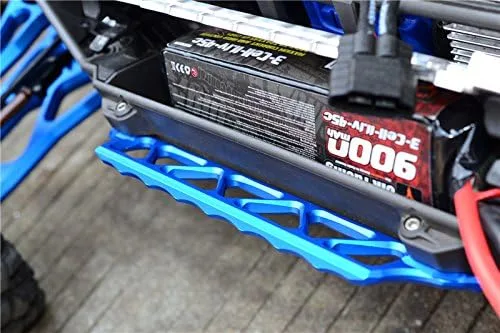Vista 2 de Sendero lateral de aluminio para Traxxas 1:5 X Maxx 6S / X Maxx 8S / XRT 8S Monster Truck Upgrades - Juego de 2 piezas, azul