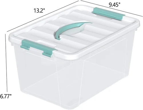 Vista 2 de Cajas de almacenamiento transparentes de 14 cuartos de galón con asas, contenedores de plástico con tapas, 6 paquetes